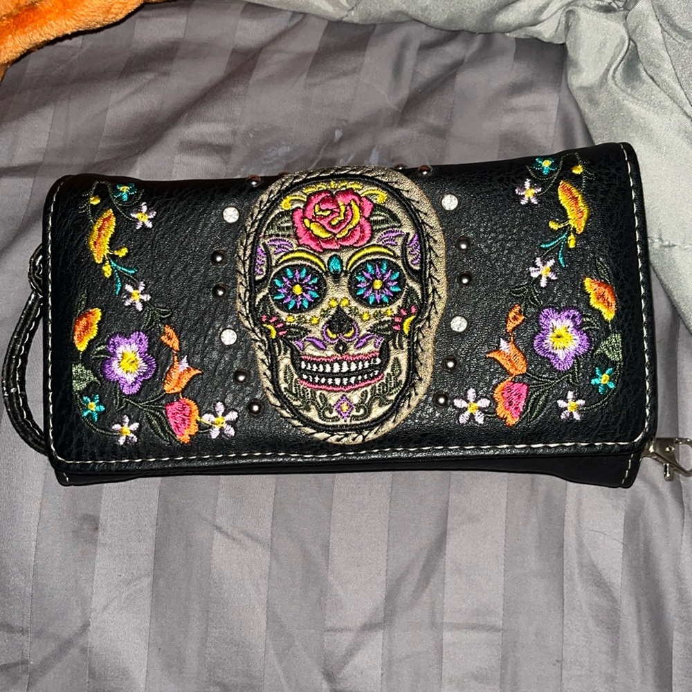 Sugar Skull crossbody wallet